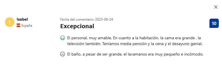 Hotel Valls de Valira a Os de Civis. Excepcional. Puntuación: 10. El personal es muy amable. En cuanto a la habitación, la cama era grande, la televisión también. Teníamos media pensión y la cena y el desayuno genial.
